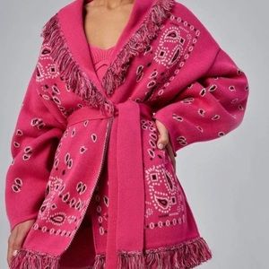 Bandana Wrap Fringe Paisley Sweater Cardigan